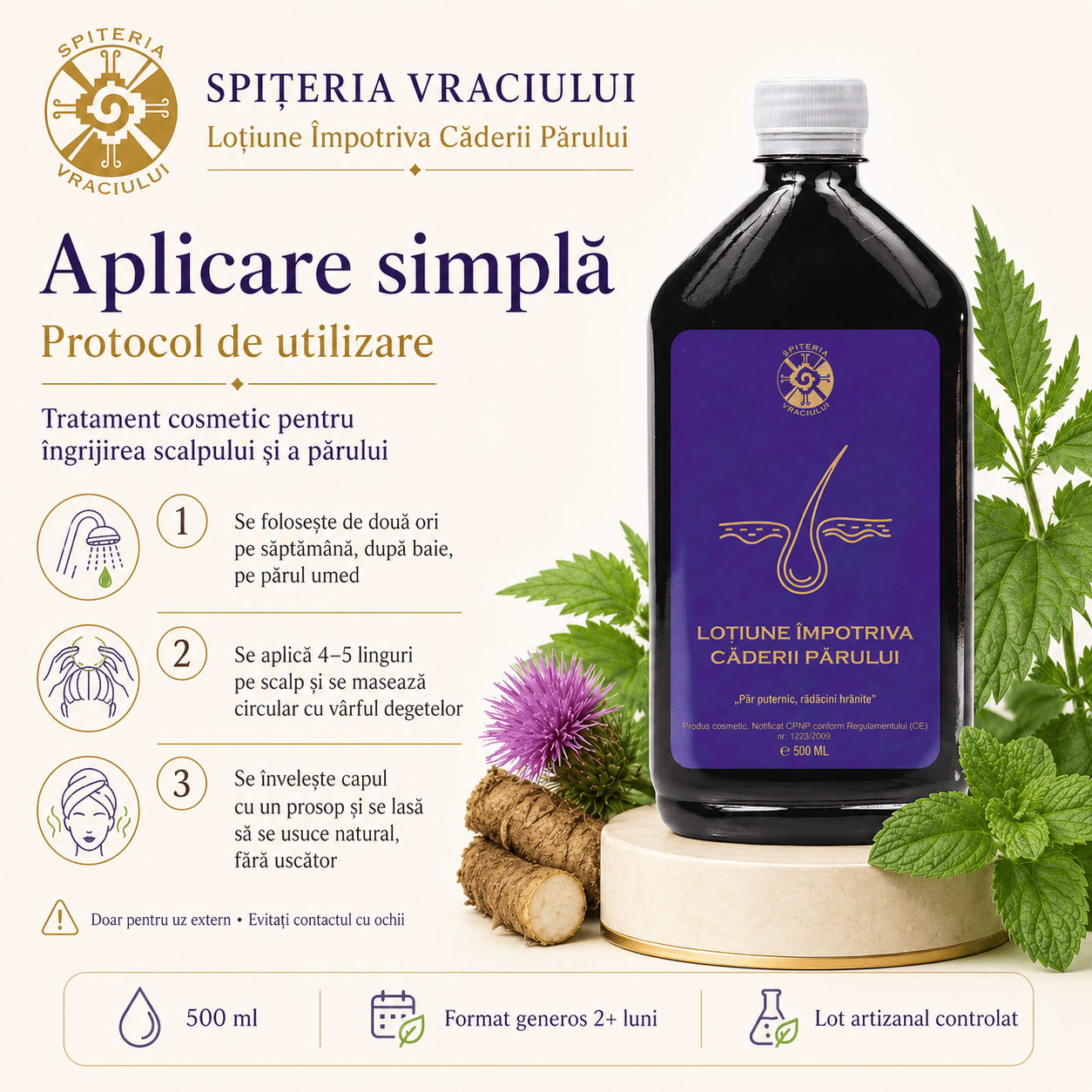 Leac Bătrânesc pentru Căderea Părului – Loțiune Capilară Naturală | 500ml