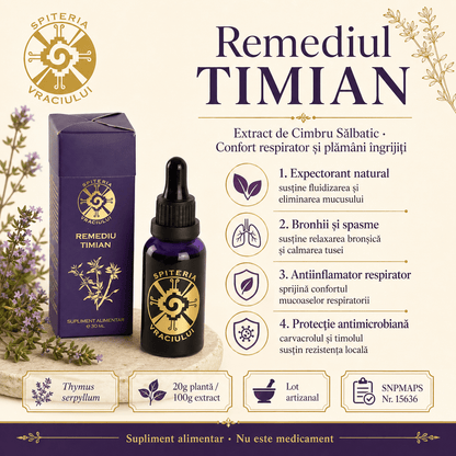 Remediu Natural Plămâni, Astm și Sechele Pulmonare – TIMIAN | 30ml