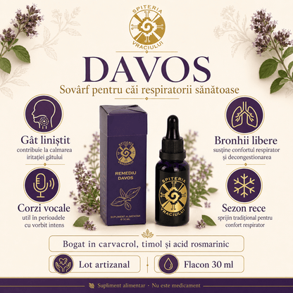 Remediu Natural Tuse și Dureri de Gât – DAVOS Antiinflamator | 30ml