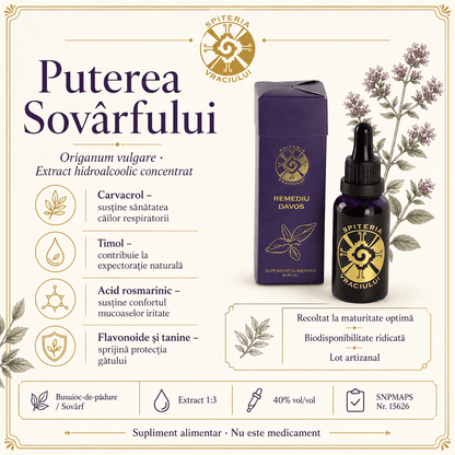 Remediu Natural Tuse și Dureri de Gât – DAVOS Antiinflamator | 30ml