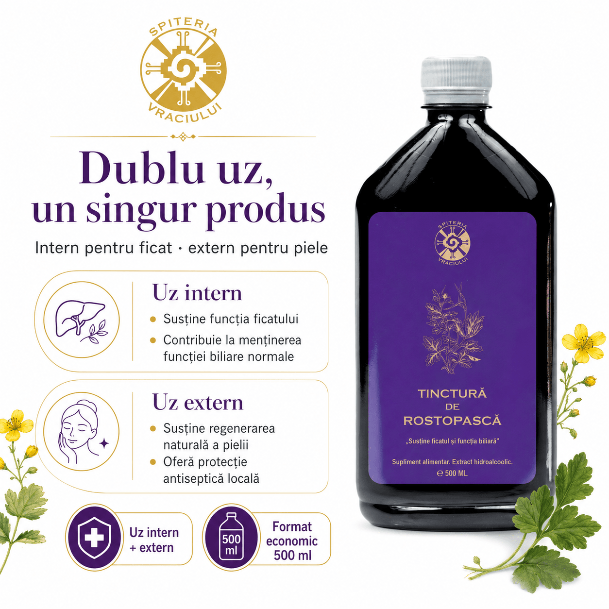 Tinctură de Rostopască – Susține Ficatul și Funcția Biliară | 500ml