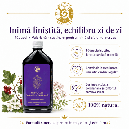 Tinctură de Păducel și Valeriană – Inimă Liniștită și Somn Odihnitor | 500ml