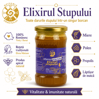Mierea Vraciului – Elixirul Stupului | Produs Apicol Imunostimulent Natural