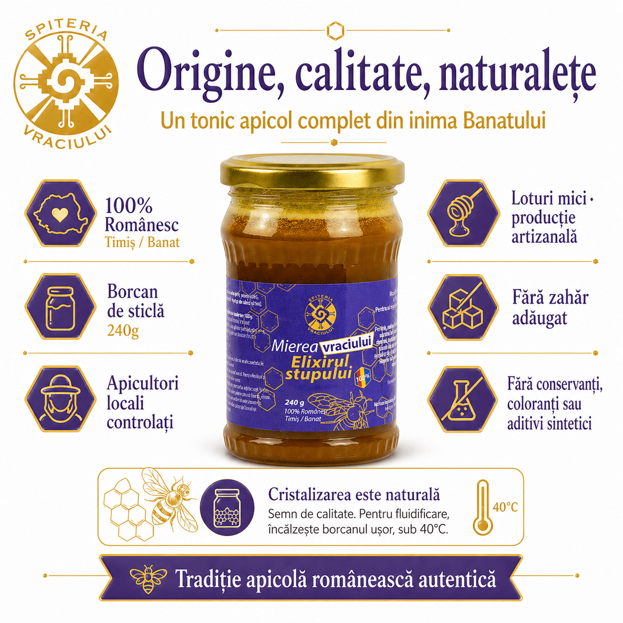 Mierea Vraciului – Elixirul Stupului | Produs Apicol Imunostimulent Natural